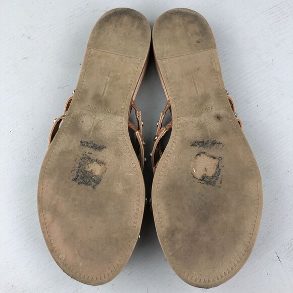 Dolce Vita Women's Size 9** Pinta Cafe Brown Studded Strappy Flats Sandals - Picture 9 of 11